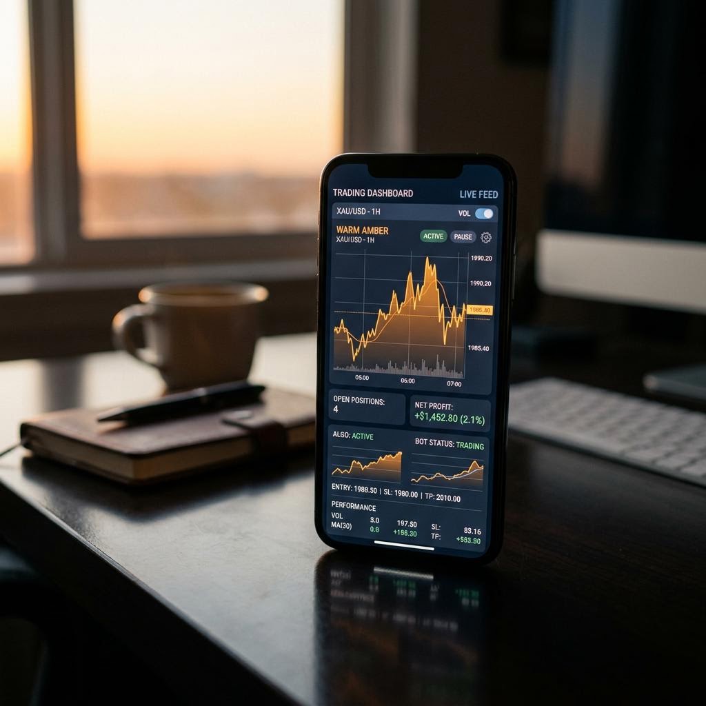 Tableau de bord de trading Briand Monteve sur smartphone